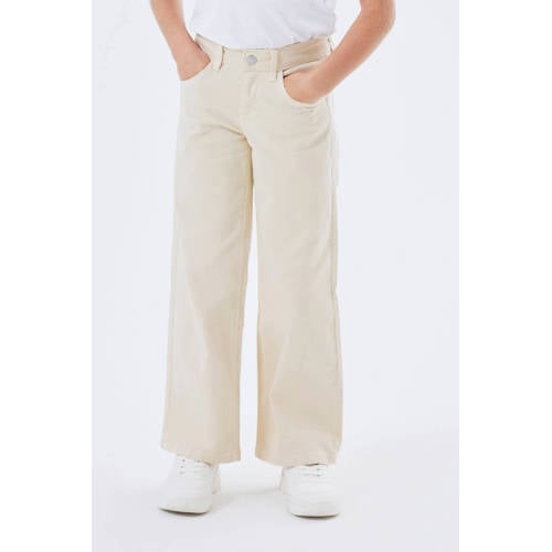 name it KIDS wide leg jeans NKFROSE ecru Meisjes Stretchkatoen Effen 92