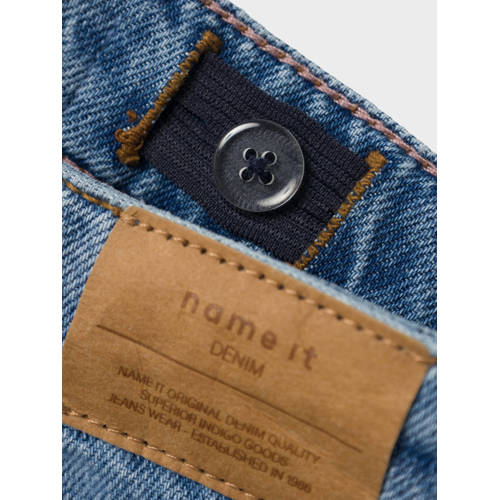 name it KIDS straight fit jeans NKFROSE medium blue denim Blauw Effen 116