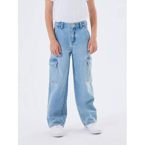 name it KIDS wide leg jeans NKFROSE light blue denim Blauw Meisjes Stretchdenim 116