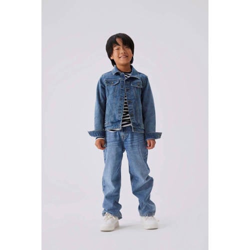 name it KIDS straight fit jeans NKMRYAN medium blue denim Blauw Effen 122