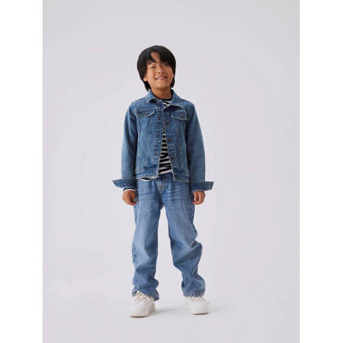 name it KIDS straight fit jeans NKMRYAN medium blue denim Blauw Effen 122