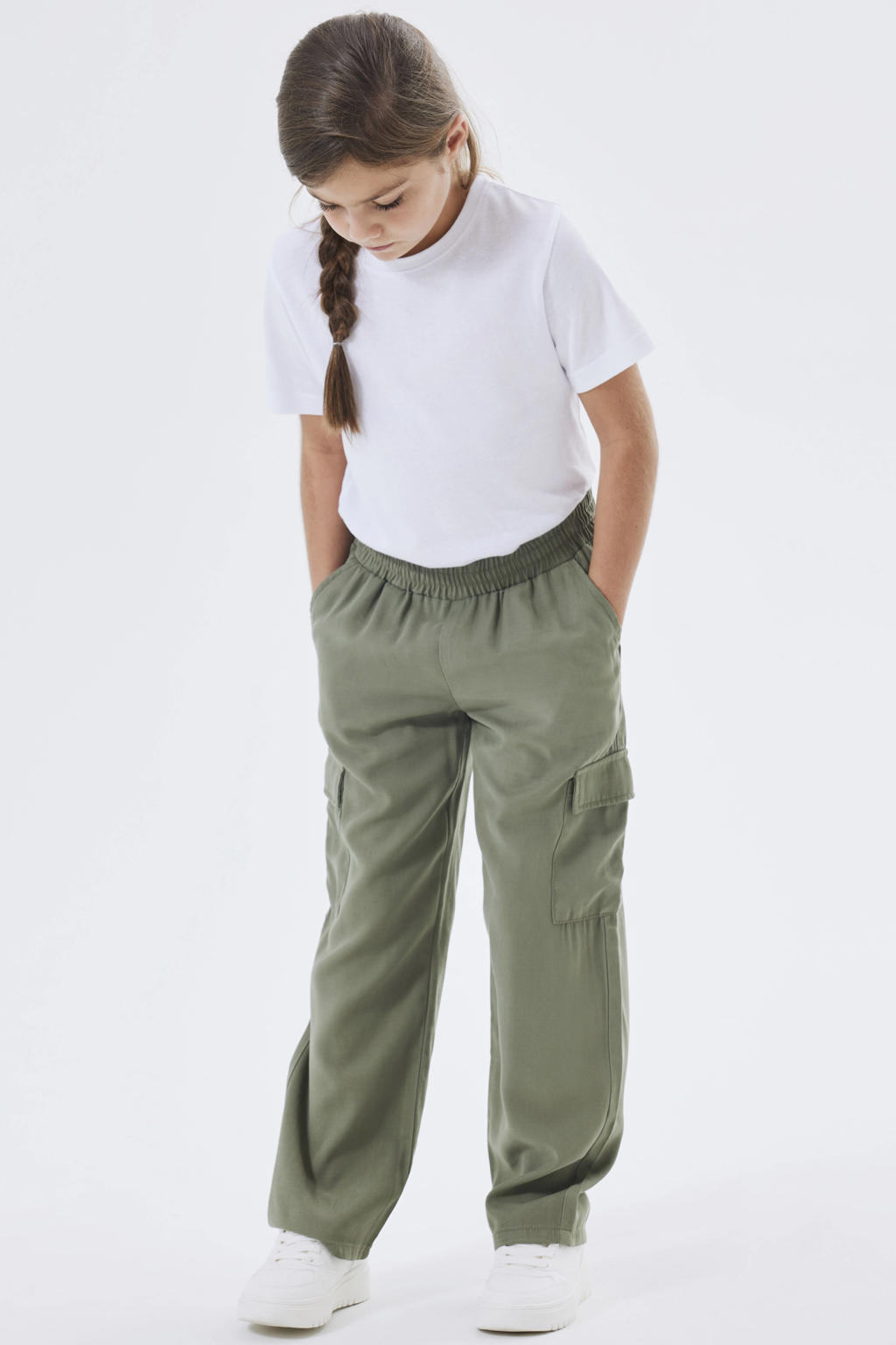NAME IT KIDS loose fit cargobroek NKFBELLA zachtgroen