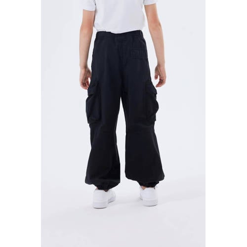 name it KIDS loose fit cargobroek NKMBEN zwart Jongens Katoen Effen 116