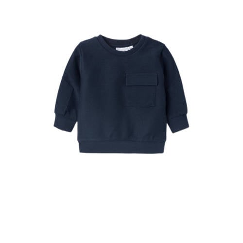 NAME IT BABY baby sweater NBMBOLAR donkerblauw Effen