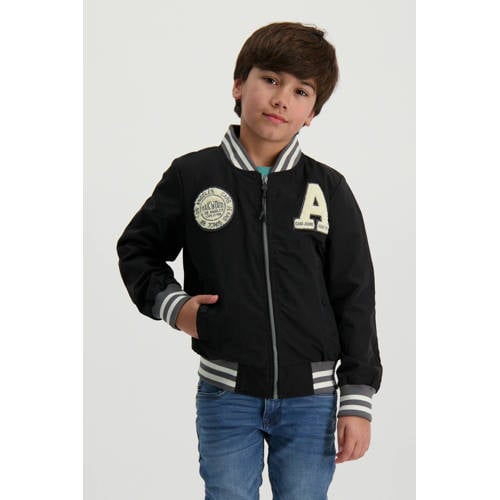 Cars baseball jacket JUSTIN met logo zwart/wit Jas Jongens Nylon Opstaande kraag