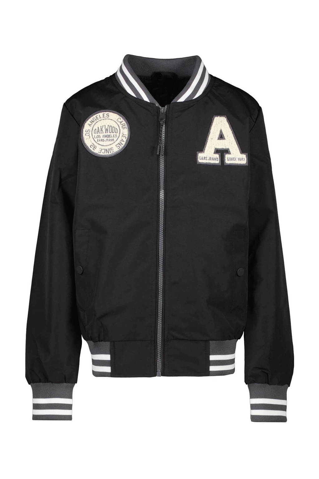 baseball jacket JUSTIN met logo zwart/wit