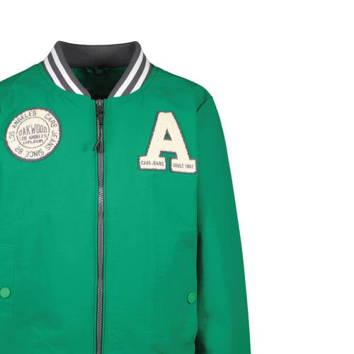 Cars baseball jacket JUSTIN met logo groen wit Jas Jongens Nylon Opstaande kraag 116
