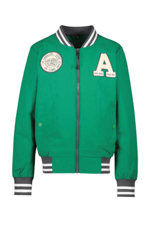 baseball jacket JUSTIN met logo groen/wit