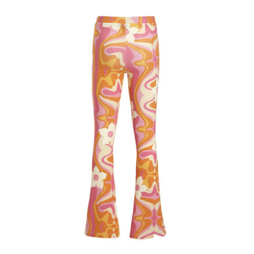 Cars flared broek MULTIA FLAIR met all over print roze oranje wit Meisjes Polyester 116