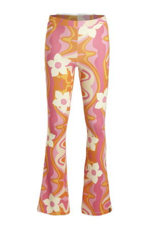 flared broek MULTIA FLAIR met all over print roze/oranje/wit