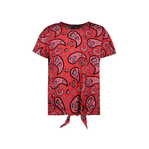 Cars T-shirt RUNA met paisleyprint rood/roze/zwart Meisjes Viscose Ronde hals