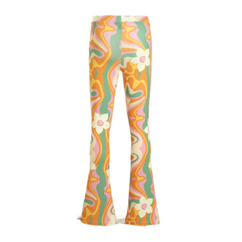 Cars flared broek MULTIA FLAIR met all over print oranje groen wit Meisjes Polyester 116
