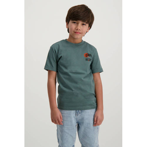 Cars T-shirt DRAYCO met backprint mosgroen Jongens Katoen Ronde hals Backprint 116