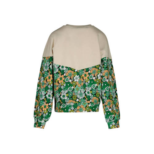 Cars gebloemde sweater ROSETTE SWEAT groen ecru oranje Bloemen 116