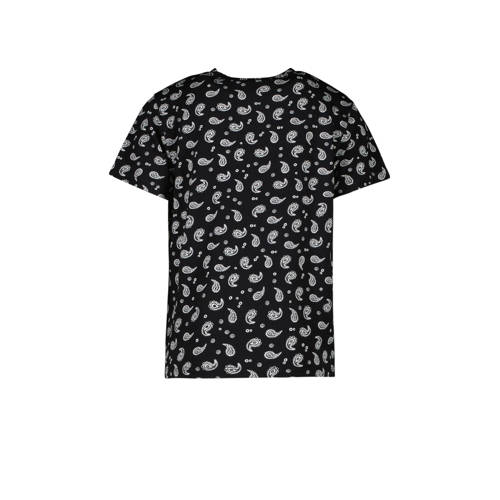 Cars T-shirt RUNA met paisleyprint zwart wit Meisjes Viscose Ronde hals 116
