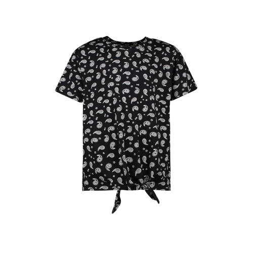 Cars T-shirt RUNA met paisleyprint zwart/wit Meisjes Viscose Ronde hals