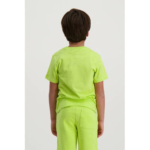 Cars T-shirt SONO met tekst neon geel Jongens Katoen Ronde hals Tekst 128