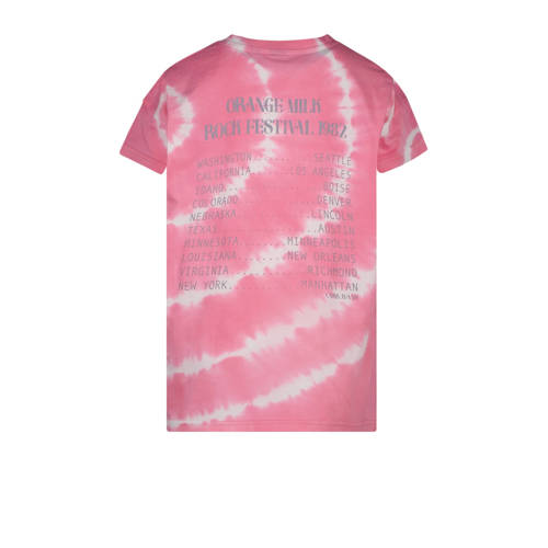 Cars tie-dye T-shirt KAJIA roze wit Meisjes Katoen Ronde hals Tie-dye 116