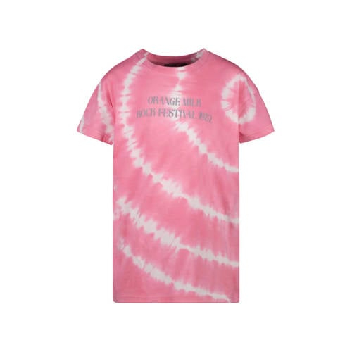 Cars tie-dye T-shirt KAJIA roze/wit Meisjes Katoen Ronde hals Tie-dye