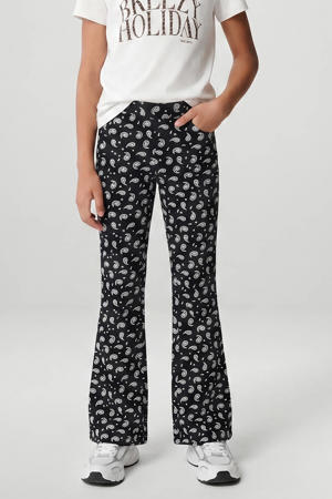 flared broek ILVA FLAIR met paisleyprint zwart/wit