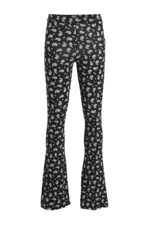 flared broek ILVA FLAIR met paisleyprint zwart/wit