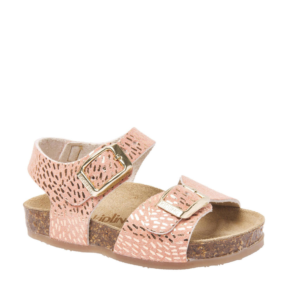 Roze meisjes Kipling Pepita 6 sandalen van imitatieleer met gesp en all over print