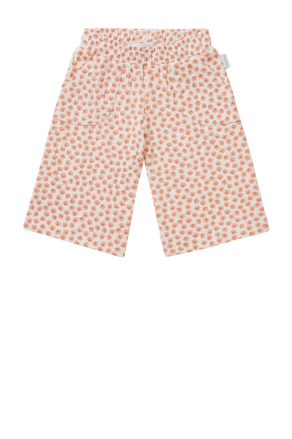 Oranje en witte meisjes Noppies baby straight fit broek van katoen met regular waist en elastische tailleband