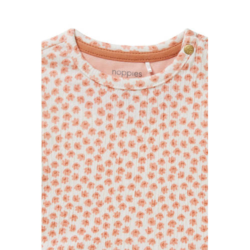 Noppies baby T-shirt met all over print en ruches oranje Meisjes Katoen Ronde hals 50