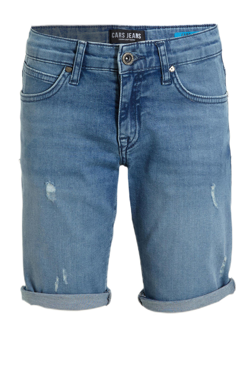 Medium blue denim jongens Cars short van katoen met regular fit, regular waist, rits- en drukknoopsluiting en effen