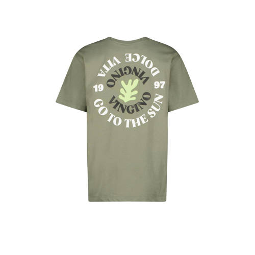 VINGINO T-shirt Hesed met backprint olijfgroen Jongens Katoen Ronde hals 116