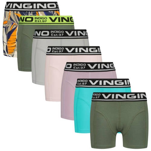 Vingino boxershort Week - set van 7 groen/multicolor Jongens Stretchkatoen