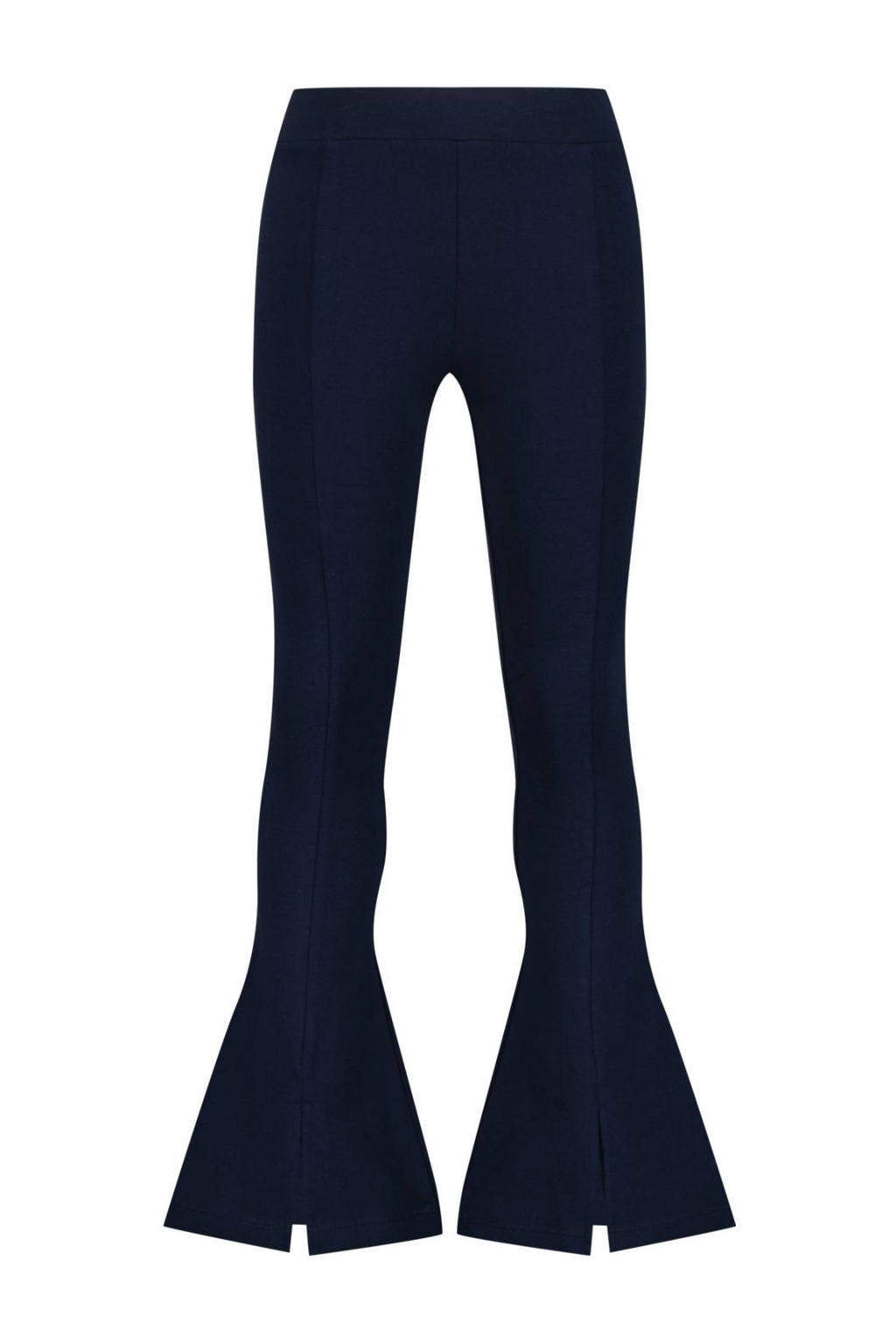 Blauwe meisjes Vingino flared broek Samina van stretchkatoen met regular waist, elastische tailleband en effen