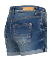 thumbnail: Medium blue denim meisjes Vingino short Diletta van stretchdenim met regular waist, rits- en knoopsluiting en effen