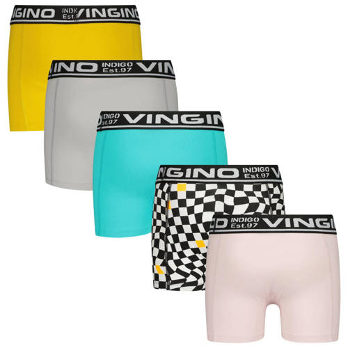 VINGINO boxershort Colors set van 5 aquablauw multicolor Jongens Stretchkatoen 122 128