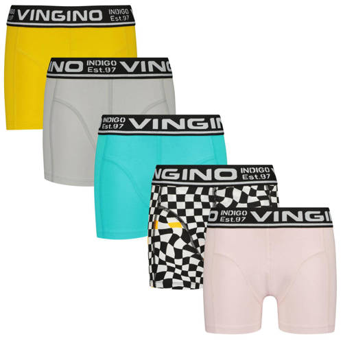 Vingino boxershort Colors - set van 5 aquablauw/multicolor Jongens Stretchkatoen