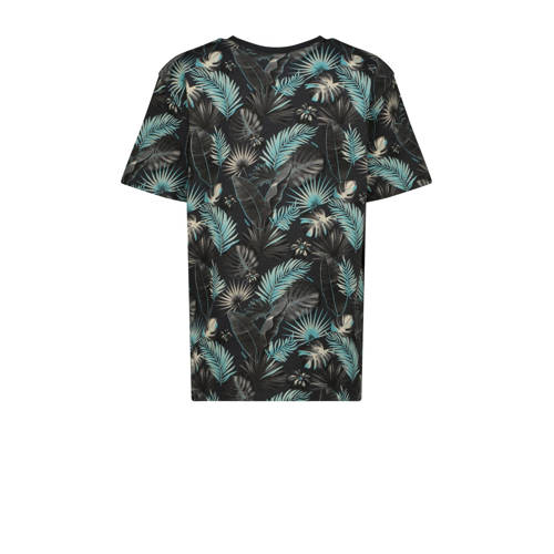 VINGINO T-shirt Hor met all over print zwart blauw Jongens Katoen Ronde hals 128