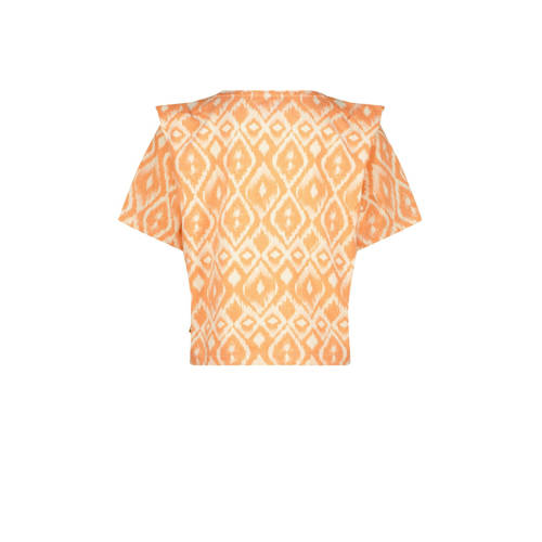 VINGINO top Hamma met all over print licht neonoranje T-shirt Meisjes Katoen Ronde hals 128