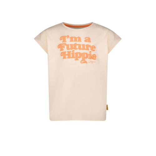 Vingino T-shirt Helen met tekst pasteloranje Meisjes Katoen Ronde hals