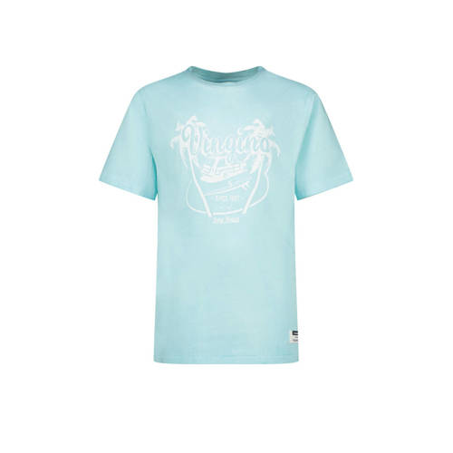 Vingino T-shirt Hois met printopdruk lichtblauw Jongens Katoen Ronde hals