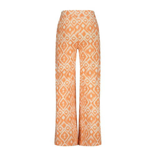 VINGINO straight fit broek Sage met all over print licht neonoranje wit Meisjes Viscose 128