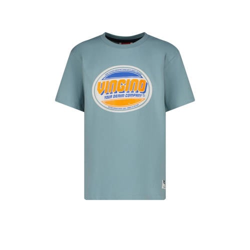 Vingino T-shirt Hon met logo grijsblauw Jongens Katoen Ronde hals Logo