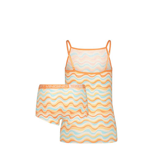 VINGINO singlet + short Zigzag oranje geel lichtblauw Top + short Meisjes Stretchkatoen Vierkante hals 122 128