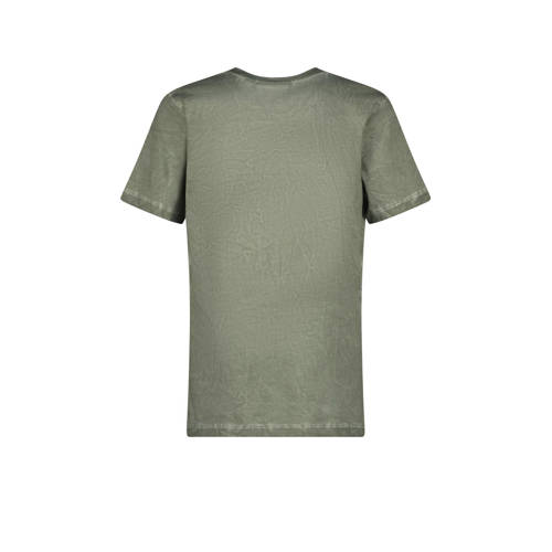 VINGINO T-shirt Herso met printopdruk olijfgroen oranje Jongens Katoen Ronde hals 128