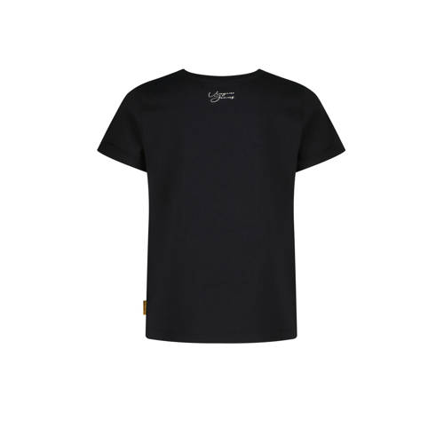 VINGINO T-shirt Hafsa met printopdruk zwart Meisjes Stretchkatoen Ronde hals 116