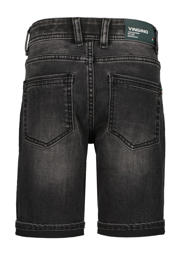 thumbnail: Black denim jongens Vingino short Curzio van stretchdenim met regular waist, rits- en knoopsluiting en effen