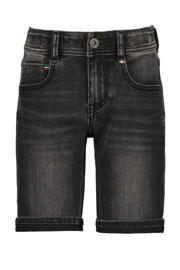 thumbnail: Black denim jongens Vingino short Curzio van stretchdenim met regular waist, rits- en knoopsluiting en effen
