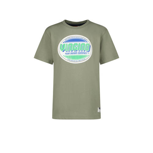 Vingino T-shirt Hon met logo olijfgroen Jongens Katoen Ronde hals Logo