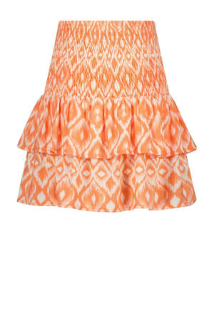 rok Quarry met all over print licht neonoranje/wit