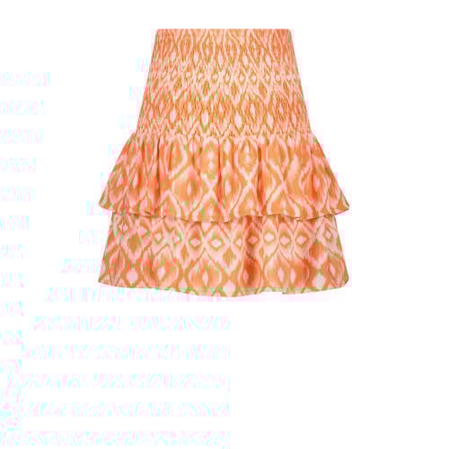VINGINO rok Quarry met all over print licht neonoranje wit Meisjes Viscose 128
