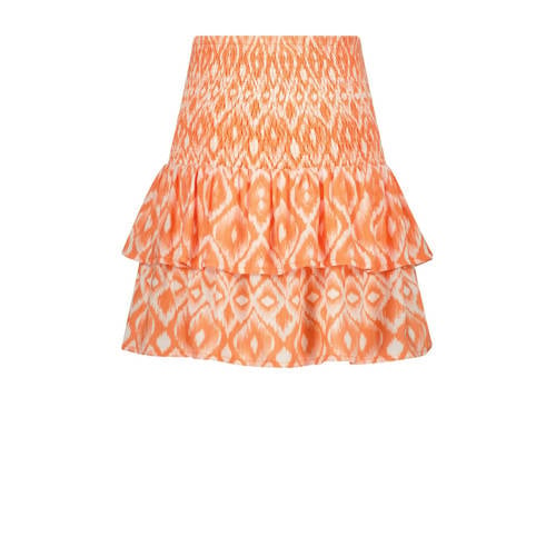 VINGINO rok Quarry met all over print licht neonoranje wit Meisjes Viscose 128